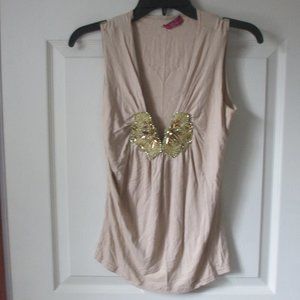 ♦️ B2G1FREE ♦Tank top w/Gold jeweled embellishment